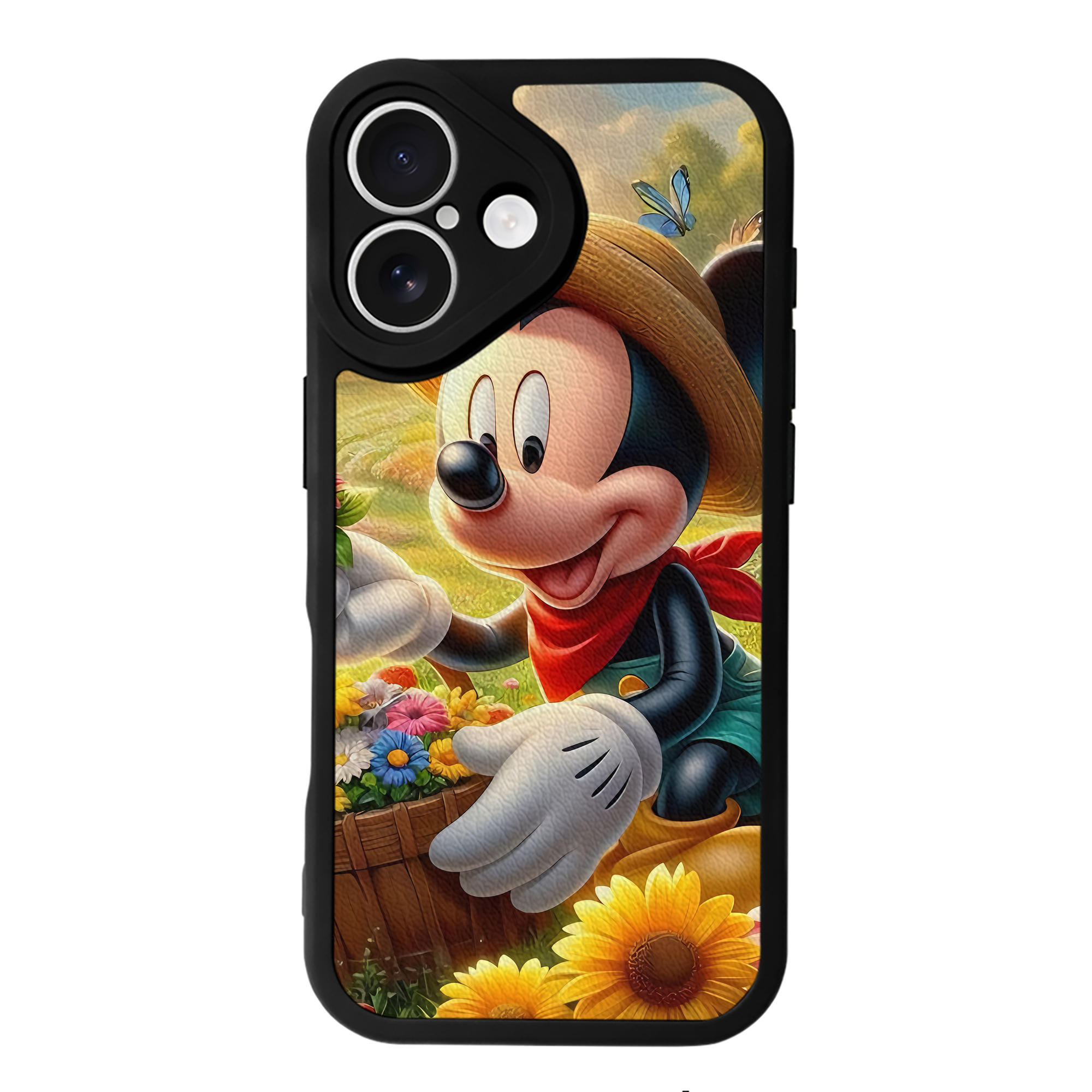 （画像用） ミッキーマウス Mickey Mouse 【iPhone 16シリーズ対応】シリコンスマホケース（レザー調） 材質：シリコン